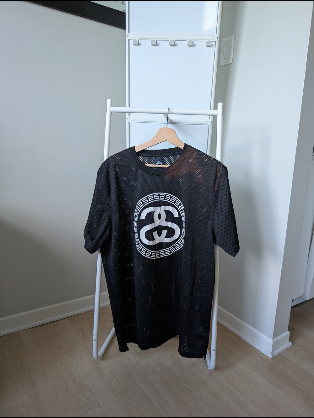 Stussy Black Mesh Logo T-Shirt